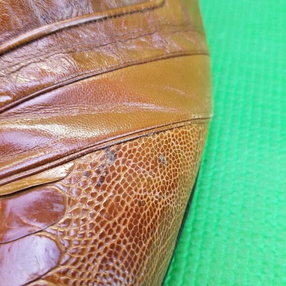 ✅Maseratti Embossed Croc Pattern Brown Leather Loafers Mens 9.5 Slip Dress Shoes main image 9